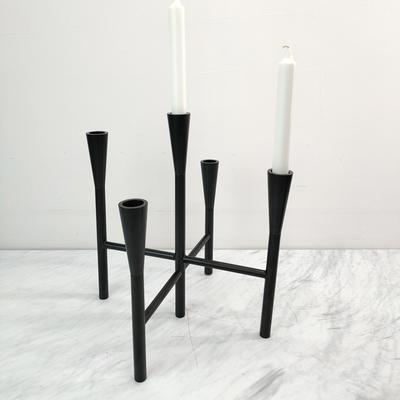 Modern Minimalist Living Room Five-head Candle Holder Ornaments Black Creative Geometric Candle Holder Model Room Living Room Decoration Ornaments