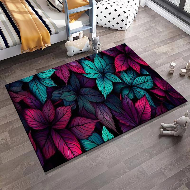 Colorful Tropical Leaves Pattern Carpet for Living Room Decor Suitable for use as an anti-slip for living room bedroom sofas