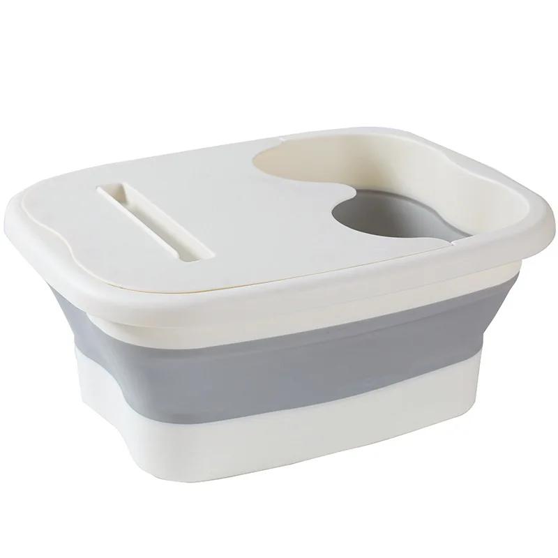 Foldable Footbath Massage Bucket Soaking Bucket Folding Spa Foot Bath Bucket Household Sauna Bathtub Pedicure Bath Supplies Pink