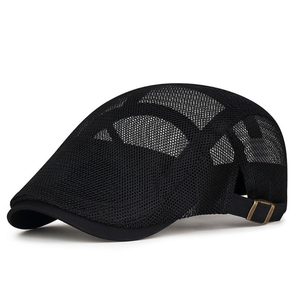 Casual Outdoor Beret Men's Hat Breathable Mesh Forward Cap Spring Summer Adjustable Thin Sun Hats Flat Gorras