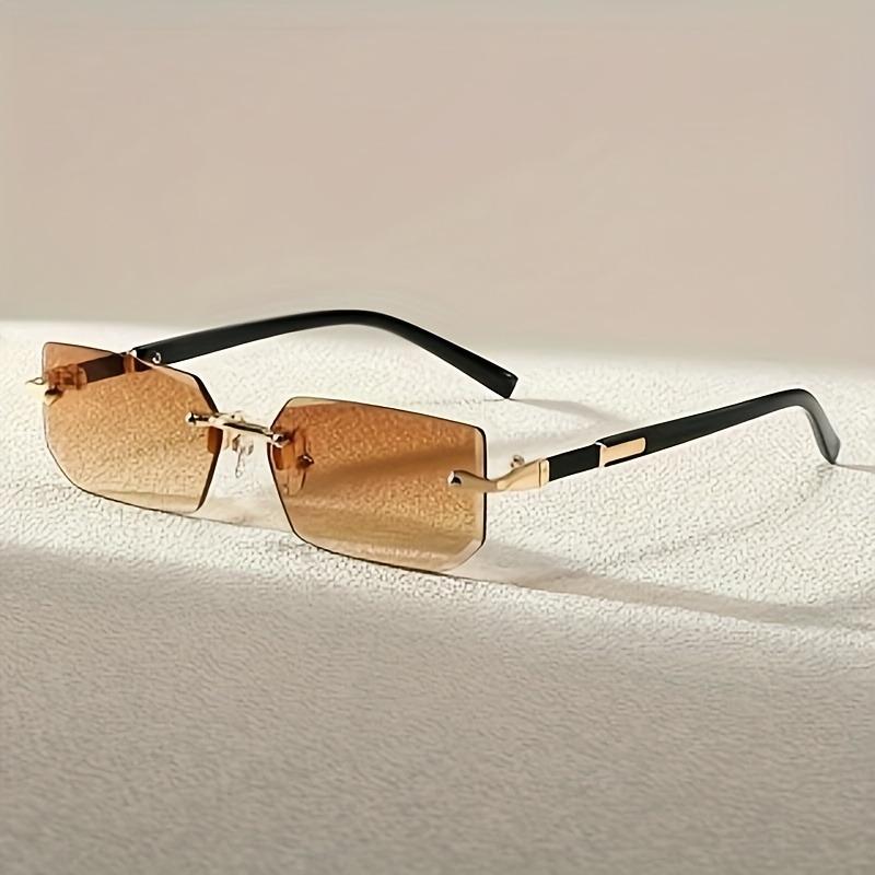 Men'S Y2K Style Square Frameless Fashion Glasses Decorative Lens Design Regular Size for Daily Casual Wear