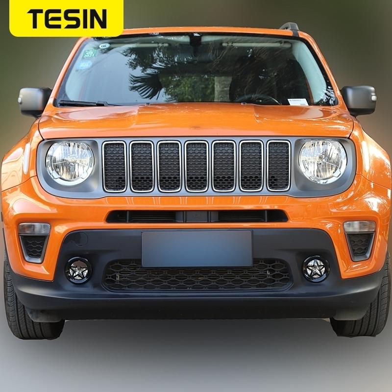 TESIN Car Front Fog Light Lamp Decoration Cover for Jeep Renegade 2019 2020 2021 2022 2023 2024 Lamp Hoods Exterior Accessories