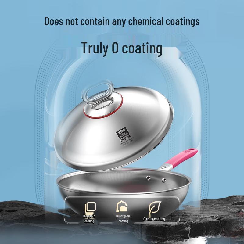 Kombach 3rd Gen True Titanium 0-Coating 316L Stainless Steel Wok