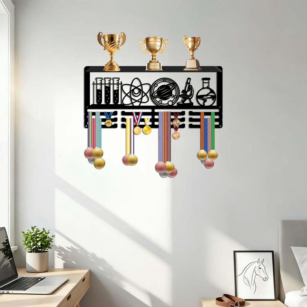 Wall Mounted Display Rack with Hooks for Awards and Medals