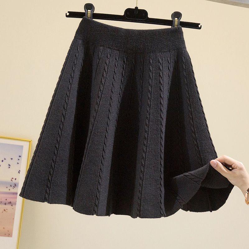 Korean Style A-Line High Waist Mini Skirt for Women - Slimming, Plus Size, Hip-Covering, Draping Effect, Big Swing Knitted Umbrella Skirt