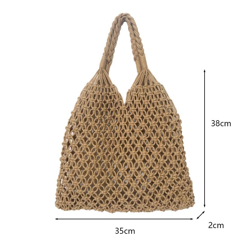 and-Woven Bag Women Handmade Hollow Handbag Female Shoulder Bag Big Capacity Summer Casual Travel Beach Tote Purse