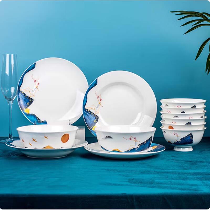Tang Hui Lucky Deer 12-Piece Enamel Dinnerware Set