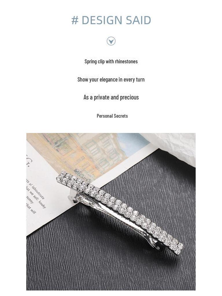 Korean Rhinestone Hair Accessories: Fashionable Double Row Spring Clip Duckbill Hairpin