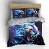 Glowing, Fiery Roaring Tiger. Print Bedding Set 1 Duvet Cover 2 Pillowcases for Adult and Children Luxury Gift Full Size