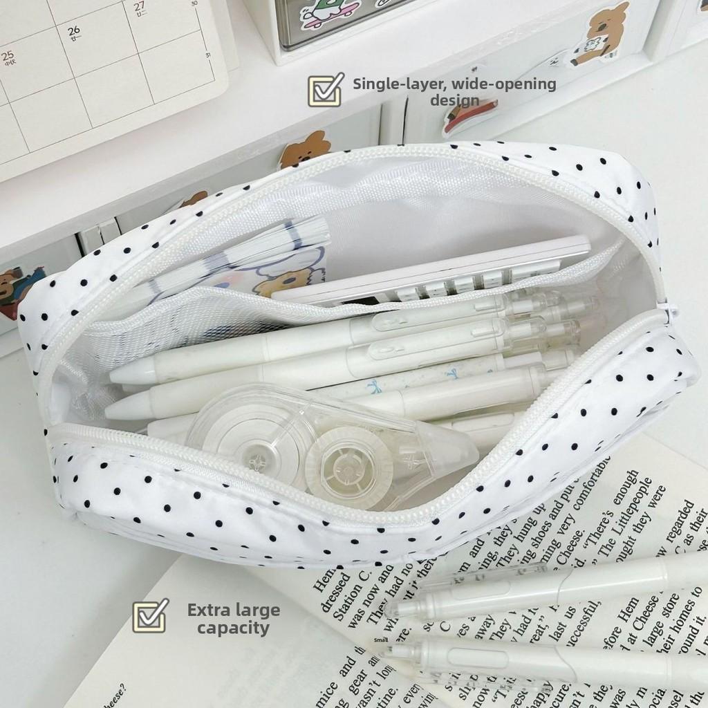 Cat Pattern Canvas Pen Case With Multi Layer Storage For Office And School Use