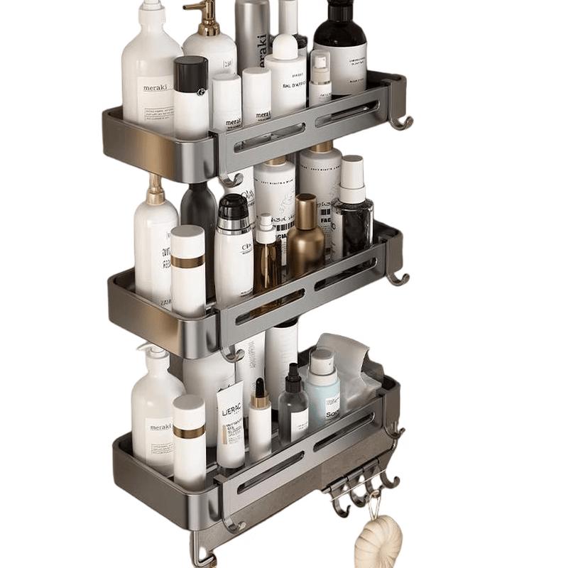 Baomu 3-Tier Wall-Mounted Bathroom Shelf with Towel Bar
