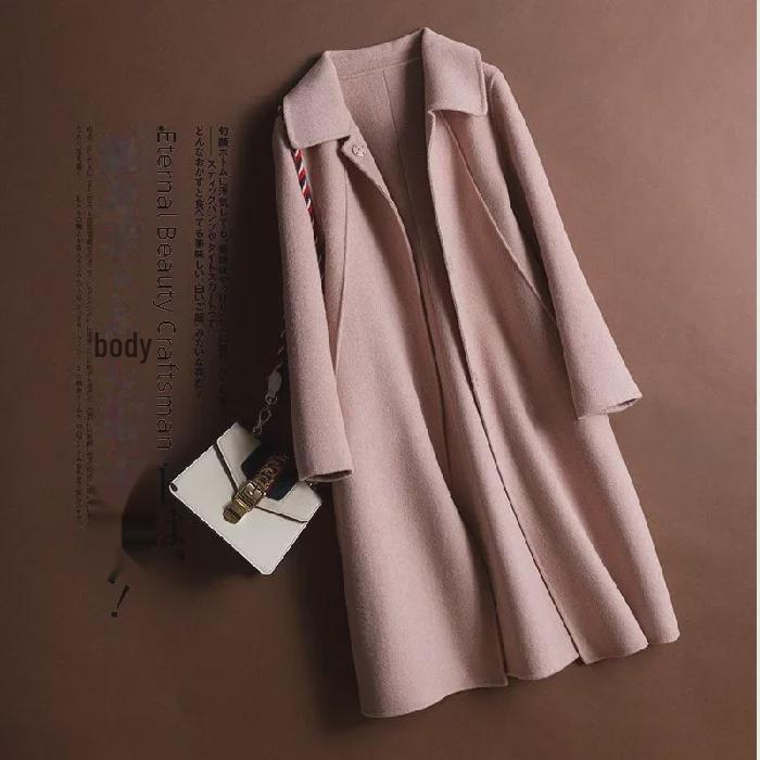 2023 Autumn/Winter Woolen Coat: Korean Hepburn Style, Women's Medium & Long, Loose Lapel Trench Coat