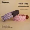 Retro Forest Guitar Strap with Bronze Buckle - Pink/Purple Leaves 031, Pink/White Leaves 032