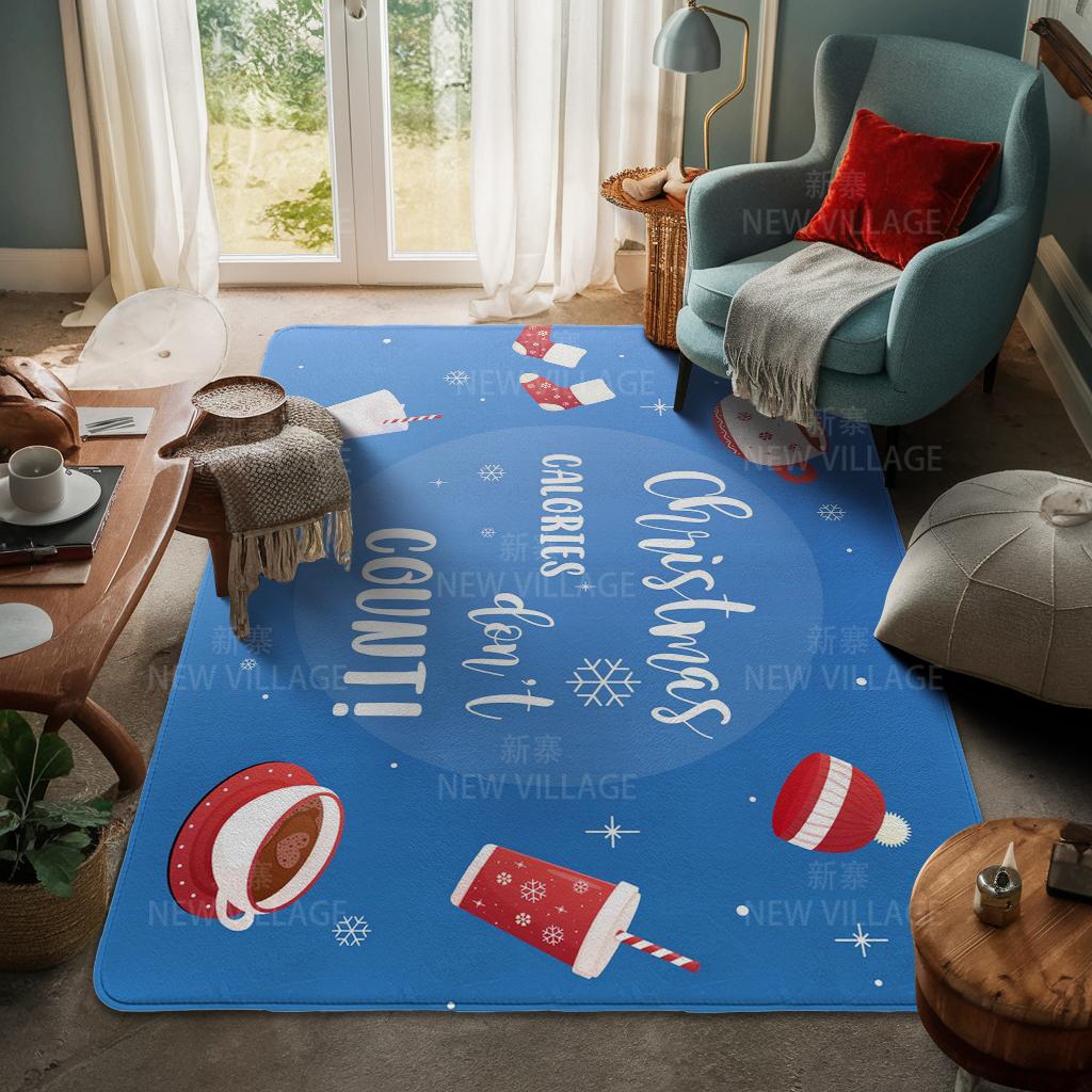 House Entrance Carpet Home Door Mat Living Room Bath Foot Bathroom Non-slip Water Absorption Rugs Bath Merry Christmas Winter
