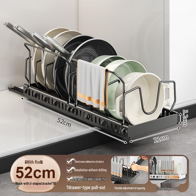 Adjustable Pull-Out Kitchen Organizer: Dish Rack, Pot & Pan Storage, Under-Cabinet & Countertop Holder