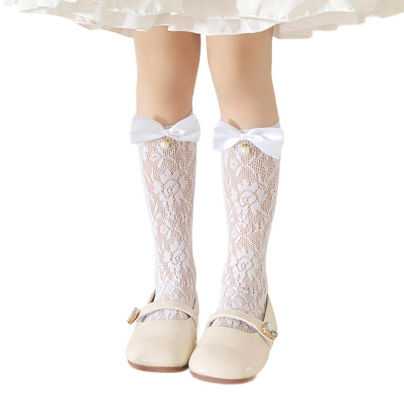 Fashionable Sweet Style Socks Lace Bowknot Decorations for Kids Lightweight Summer Calf Length Socks for Girls