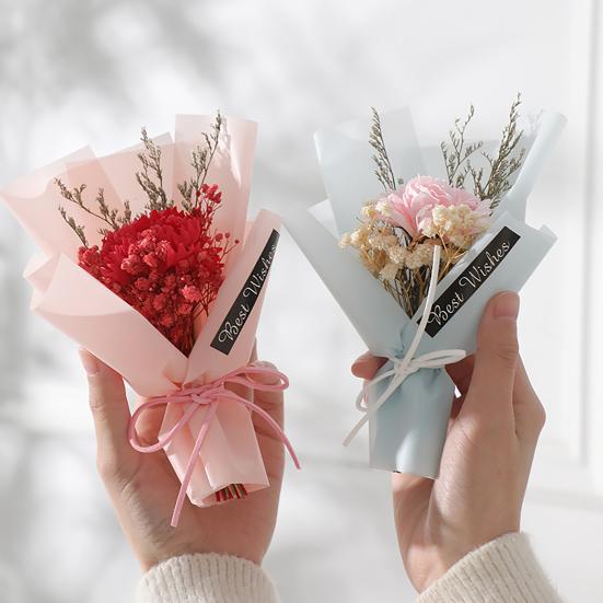 Mini Artificial Soap Flower Bouquet Faux Carnation/Sunflower Baby Breath Flower Arrangement Valentine's Day Gifts for Women Best Friend Girlfriend