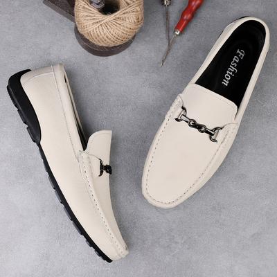 Fashion Luxury Brand Genuine Leather Mens Shoes Wedding Slip On Loafers New Trend Metal Buckle Moccasins Versatile Male Business Shoes