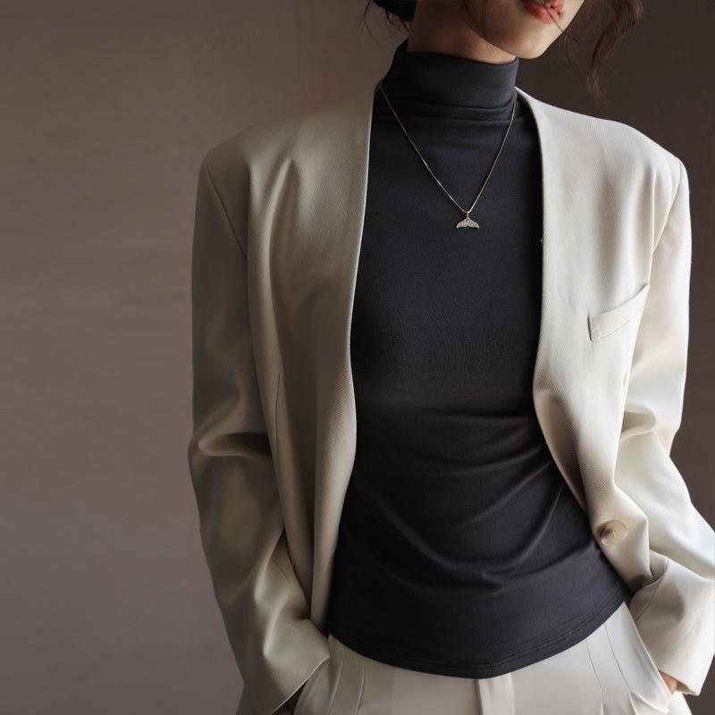 Versatile Mock Neck Long Sleeve Base Layer Shirt for Women - Slim Fit, Wear Alone or As Innerwear