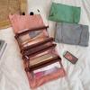 Tragbare einfarbige Kosmetiktasche mit großer Kapazität, Reise-Kulturbeutel, Aufbewahrungstasche für Make-up und Augenbrauenstifte