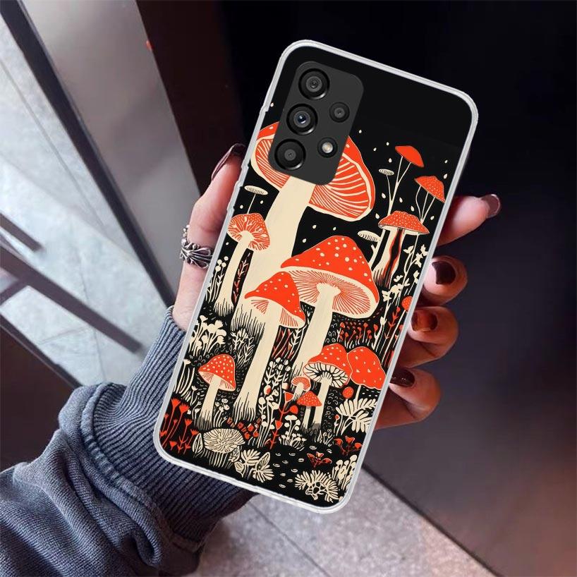 Bunte Pilz-Handyhülle für Samsung Galaxy A12 A52S A42 A32 A22 A51 A50 Note 20 Ultra 10 S10 Plus A71 A70 A31 A30 A10S Gala