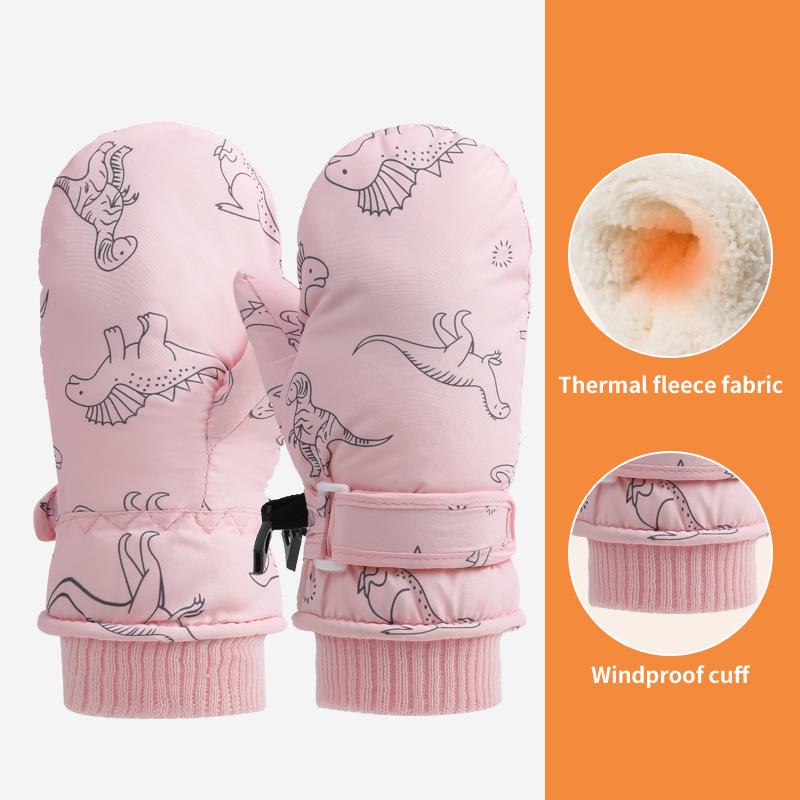 Kids' Quick-Dry Warm Ski Gloves with Waterproof Fabric and Thick Velvet Lining