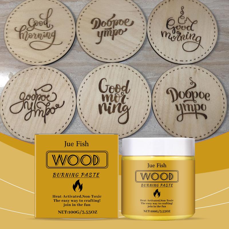 Jue-Fish Wood Burning Gel Quickly Seting Up Wooden Crafts Painting Crafting Drawing Diy Wooden Crafts Wood Heat Activated Paste 1pcs