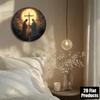 Croix Chrétienne Jésus-Christ Panneau Métallique Art en Fer Blanc Rond Décor Mural Religieux Maison Église Bar Café Man Cave Intérieur Extérieur