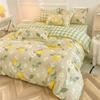 Green Series 4in1 Bedsheet Set Pillowcases Floral Printed Bedsheet Duvet Cover Zipper Thickening Comforter Covers 4 Pieces
