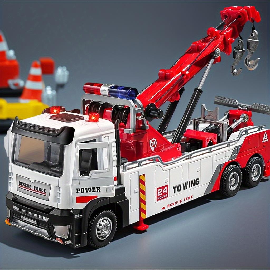 1:32 Scale Car Model Toys Double Hook Clearing Vehicles Metal Diecast Doors Opened Pull Back Sound Light Engineering Trucks for Kids