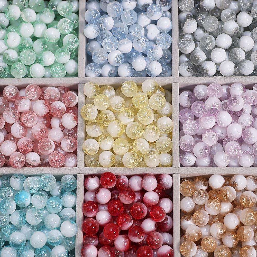 10mm Glazed Cracked Glass Beads for DIY Jewelry: Exploding Flower Design