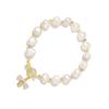 Elegant Imitation Pearls Bracelet for Women Crystal Honeybee Pendant Handchain Adjustable Wristchain Accessory