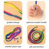 5m Rainbow Long Rope Multiplayer Jump Rope Wooden Ball Handle Speed Skipping Rope Adjustable Length Jumping Rope for Party Game