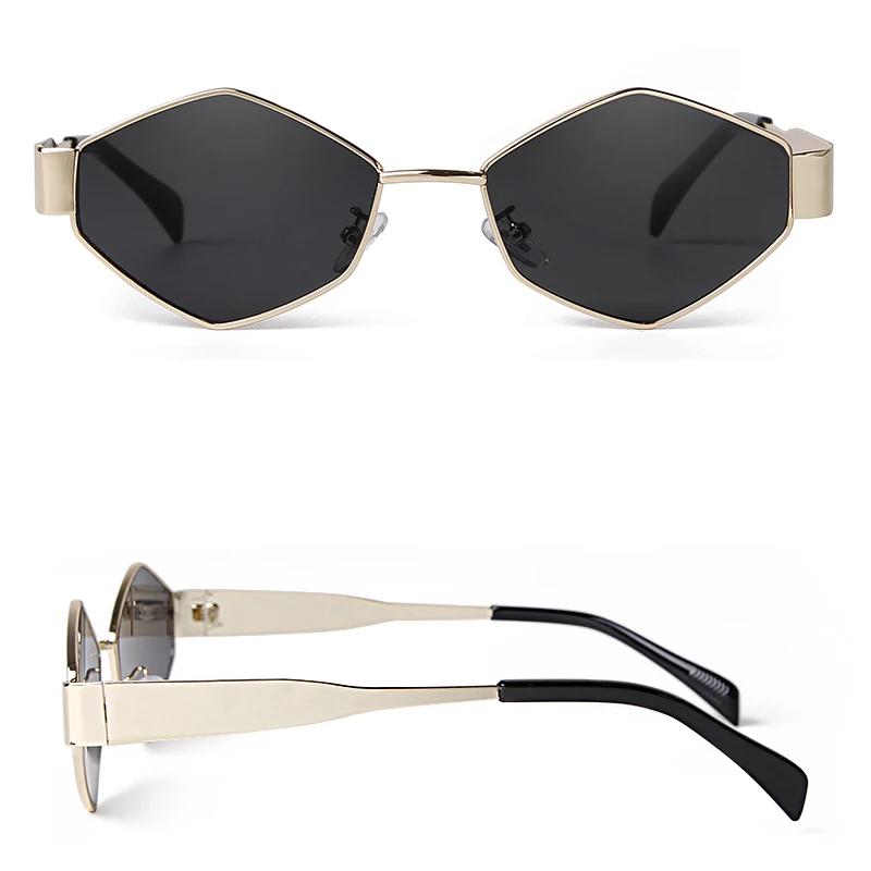 Punk Metal Frame Polygon Sunglasses Women Men Brand Designer Trend Hexagon Sun Glasses Clear Lens Eyewear Shades Female UV400