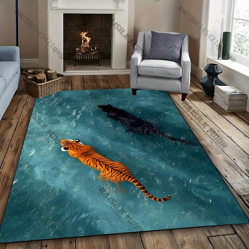 1PC Tiger Print Carpet Living Rooms Bedrooms, Sofas, Modern Large Area Decorative Rug Gifts for Family and Friends Fast Shipping