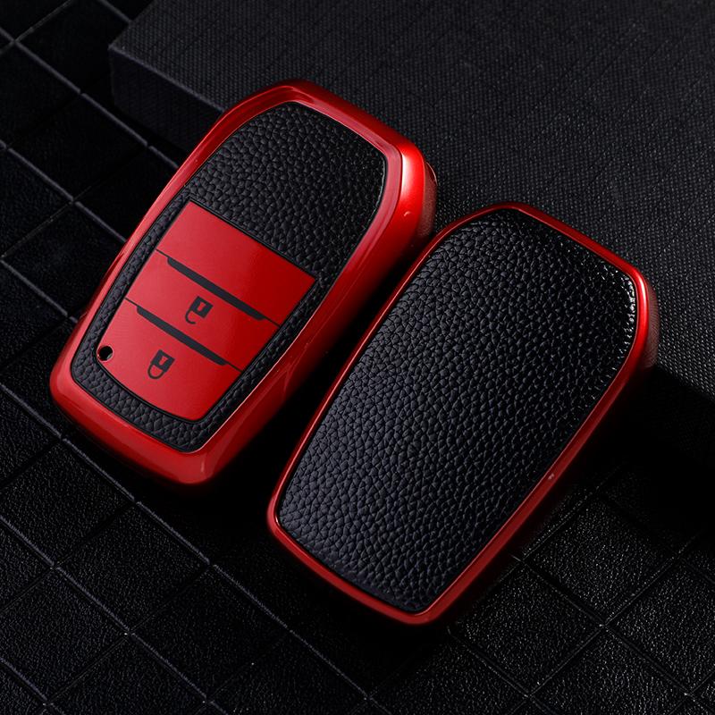 2/3 Tasten TPU Leder Auto Schlüsselhülle für Toyota Yaris Prius Camry Corolla Avensis Verso Prado REIZ Crown RAV4 C-HR Aygo Scion TC IM