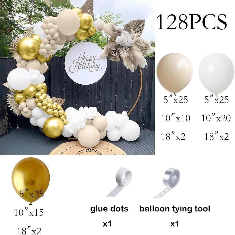 

Sand White Balloons Garland White Metallic Gold Balloon Arch Kit Baby Shower Gender Reveal Wedding Anniversary Decoration Globos AS Picture