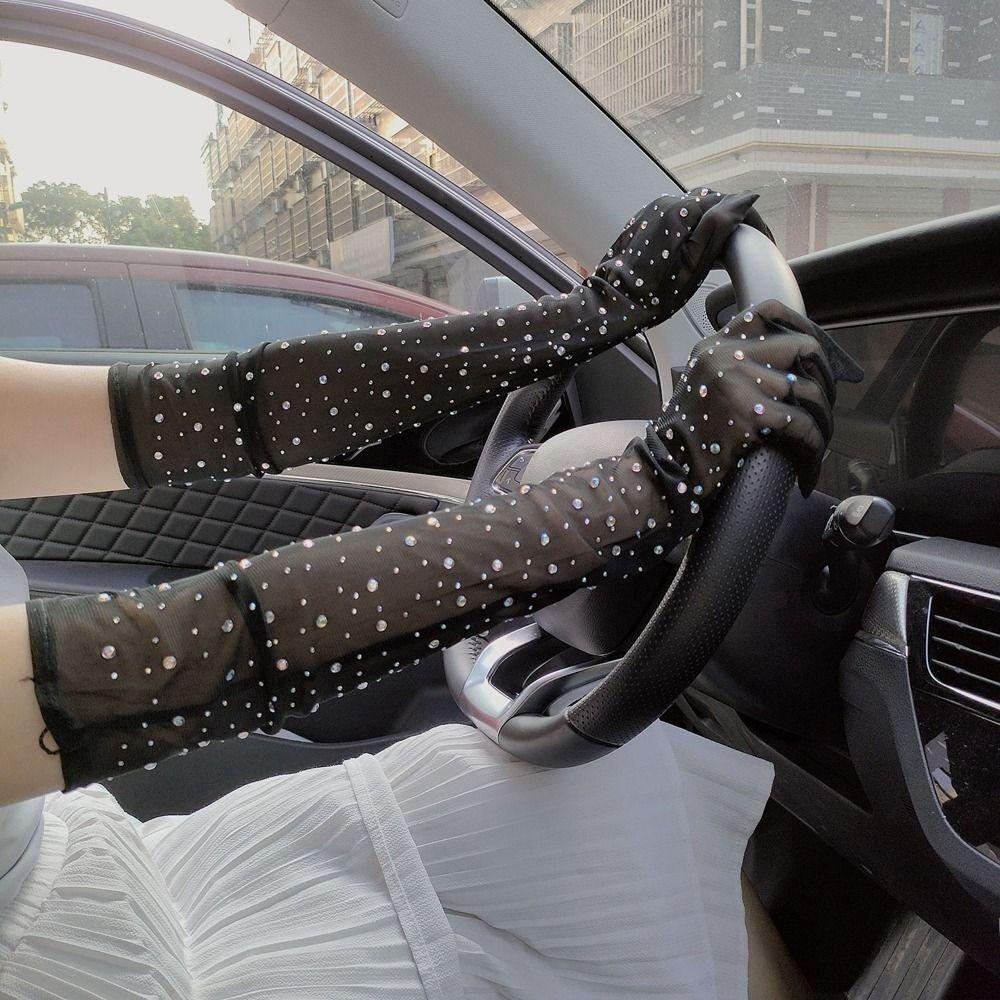Transparent Long Gloves Mesh Bride Wedding Gloves Fashion Sun Protection Mittens Women