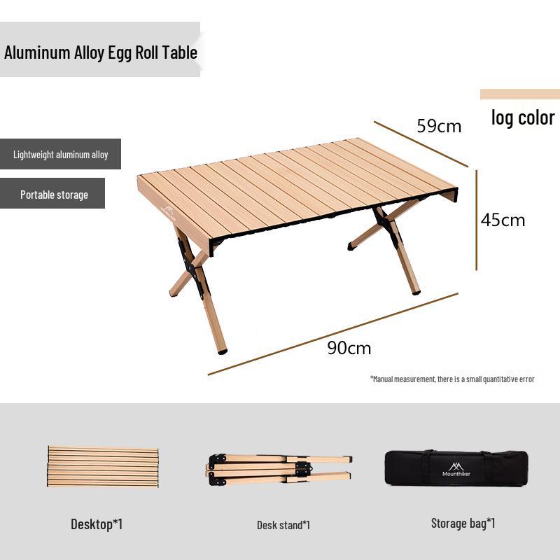 Mountain Guest Aluminum Roll-up Camping Table - Portable Folding Outdoor Picnic Table