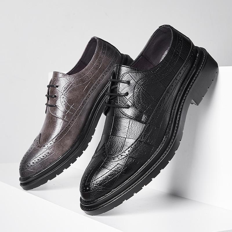 Chaussures Homme Printemps Et Été Brock Sculpté Chaussures Homme Business Cuir Pointues À Lacets Chaussures Habillées En Cuir 9701-X