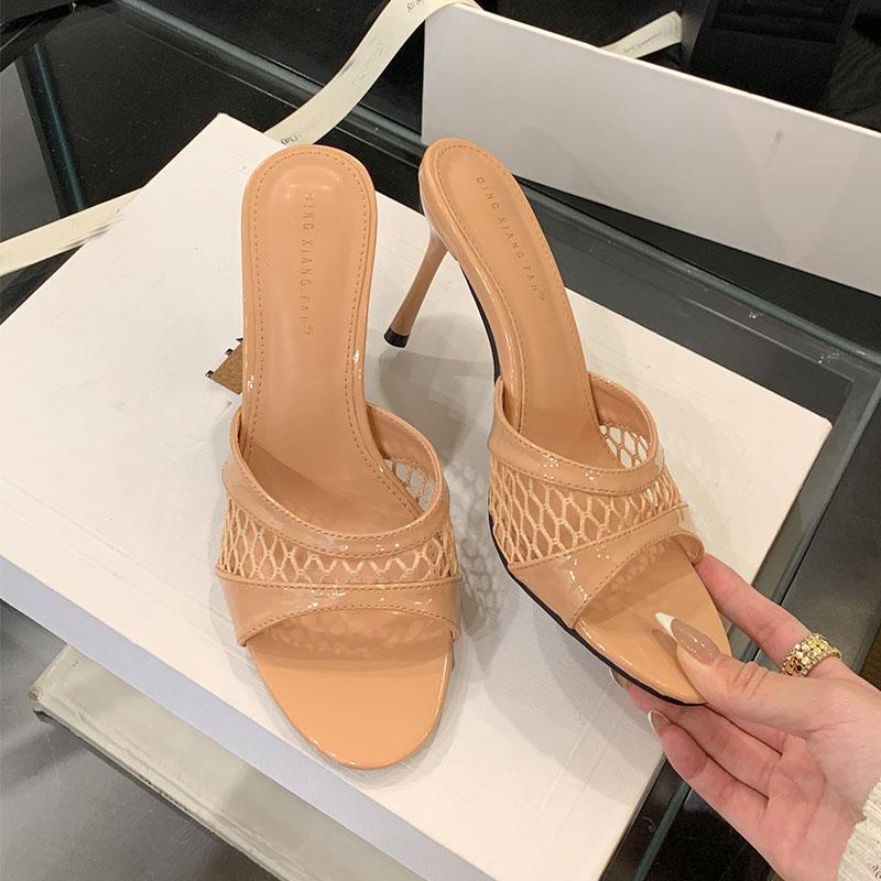 

Fashion New In Summer Spring Footwear Thin Heels Women Sandals Shoes Fashion Round Toe Ladies Heeled Sandals Shoes Female Slides Pumps 35 абрикосовый
