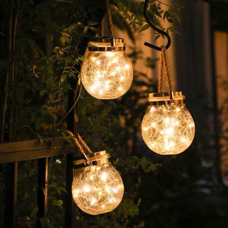Solar Crackle Hanging Tree Lights for Outdoor Courtyard, Garden, Yard, and Balcony Decoration