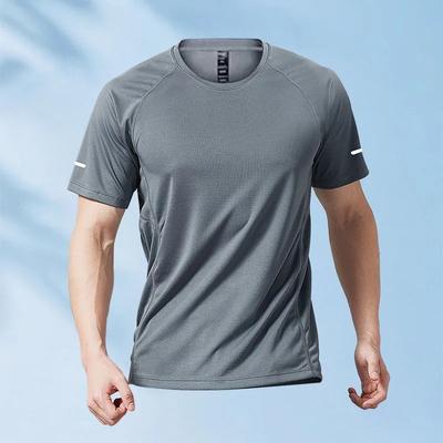 Trendiges Herren Fitness T-Shirt Grau Leichtes Workout Laufen Freizeit Kurzarm Top
