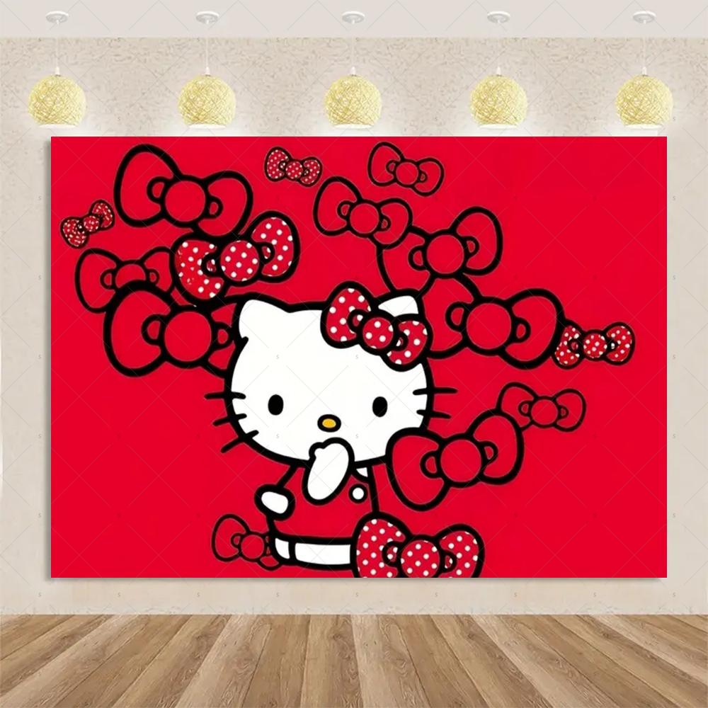 Kawaii Hello Kitty Pink Graffiti In Urban Streets Print Tapestry Bedroom Decoration Celebration Background Design Holiday Party
