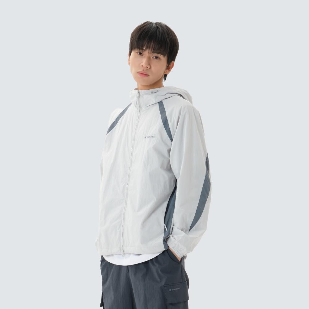 [Snowpeak] Lightweight Taslan Color Block Hooded Windbreaker Ice Gray (S26SULWB56)