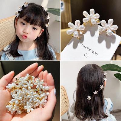 Children's Small Catch Clip Small Summer Pearl Floret Hairpin Princess Girl Hairpin Girl Hair Accessory