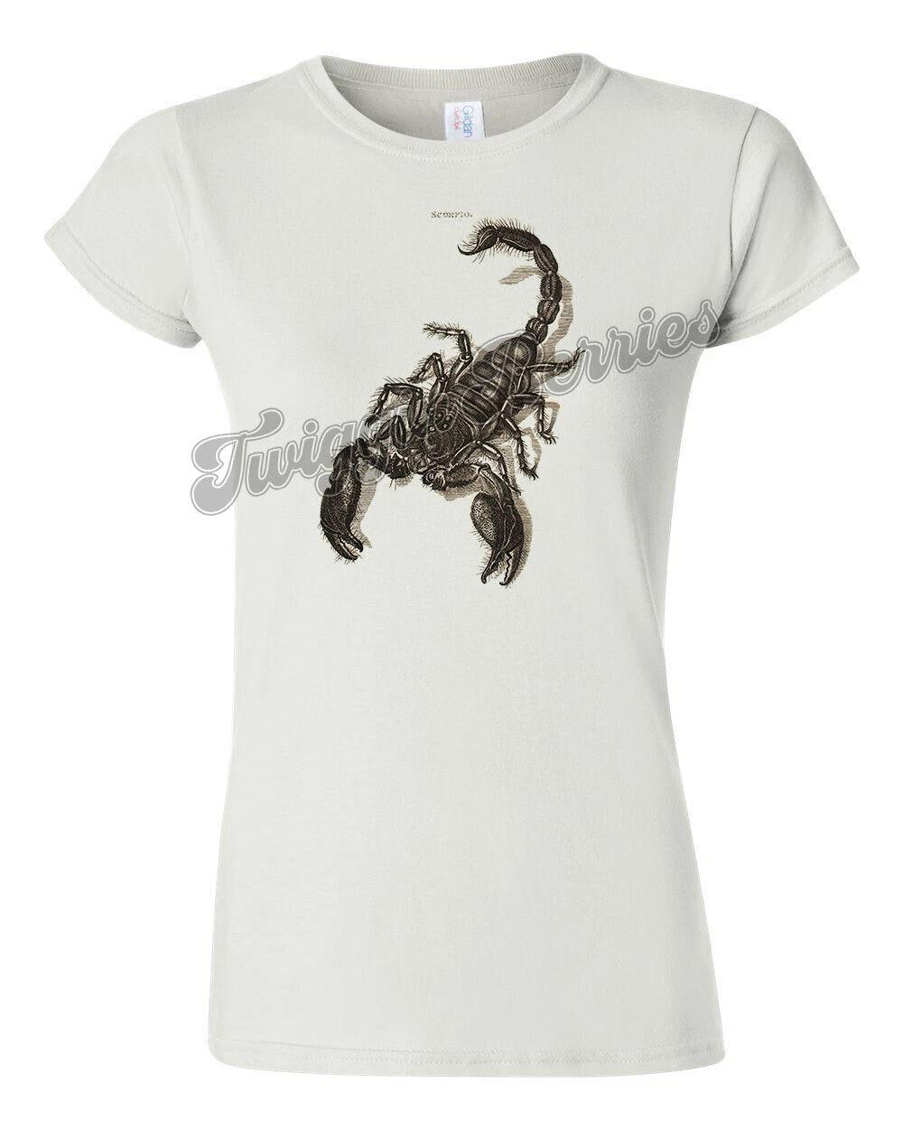 Retro Halloween Tee T Shirt Vtg Victorian Art Goth Witch Scorpio Scorpion Women M