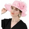 DRESHOW Damen Organza Hut Kirchenkappe Hüte Ausverkauf Kentucky Derby Cocktail Teeparty Hochzeit Blumenhut mit breiter Krempe