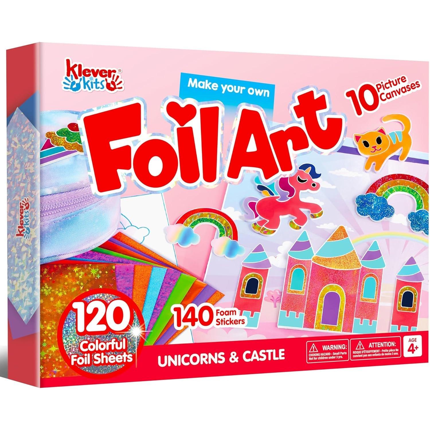 

JOYFY Foil Art Kit Arts & Crafts Supplies Mess Free Coloring Foil Foam Stickers Creative Travel Toys for Kid Birthday Gifts