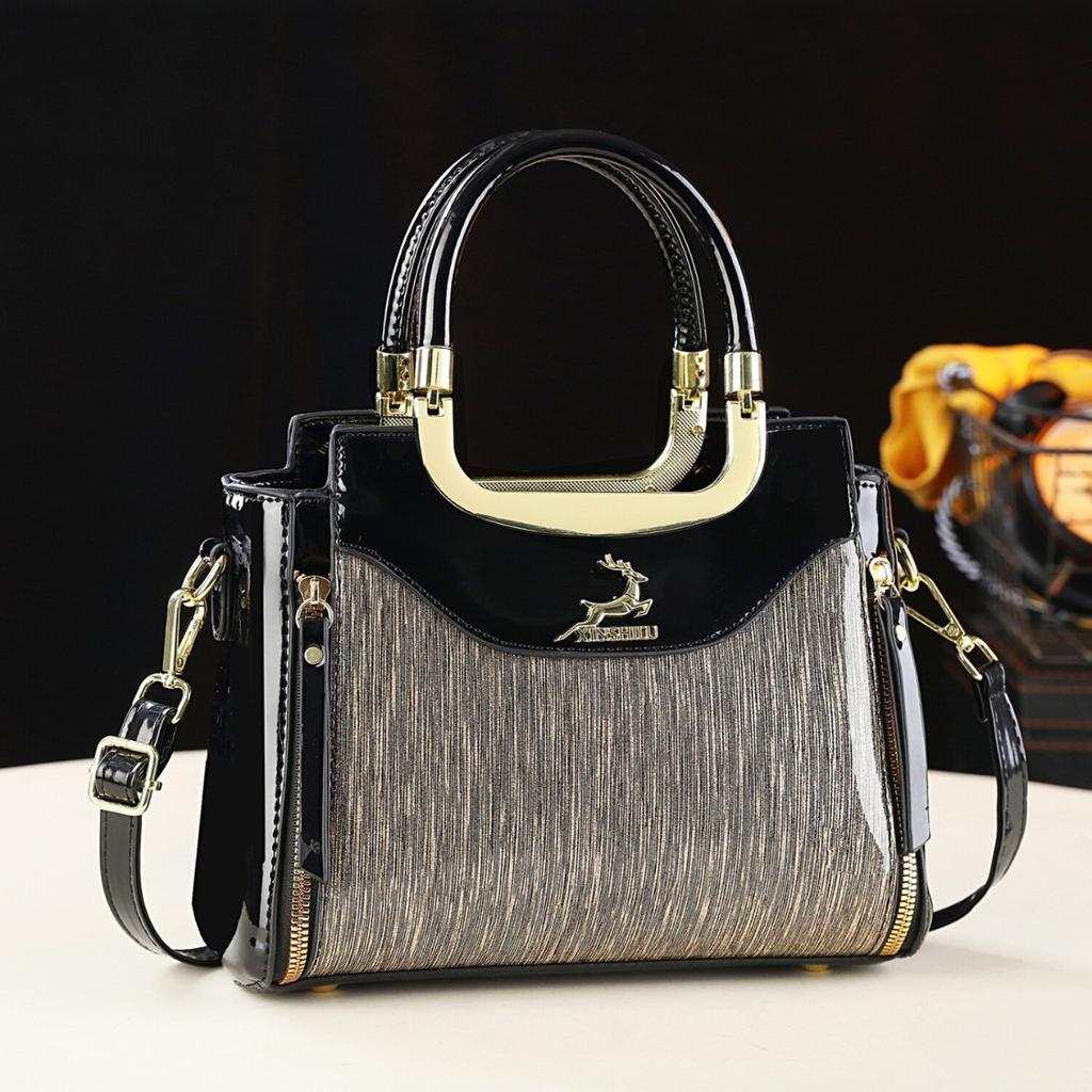 2026 New Shiny Leather Handbag for Women  Fashionable and Versatile Single Shoulder Crossbody Bag
